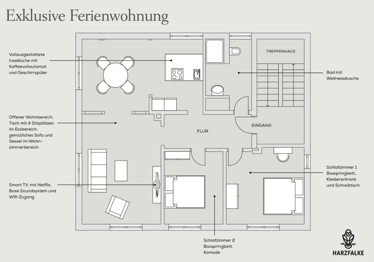 Harzfalke Apartment - Ankommen Und Wohlfuehlen. Wieda ภายนอก รูปภาพ